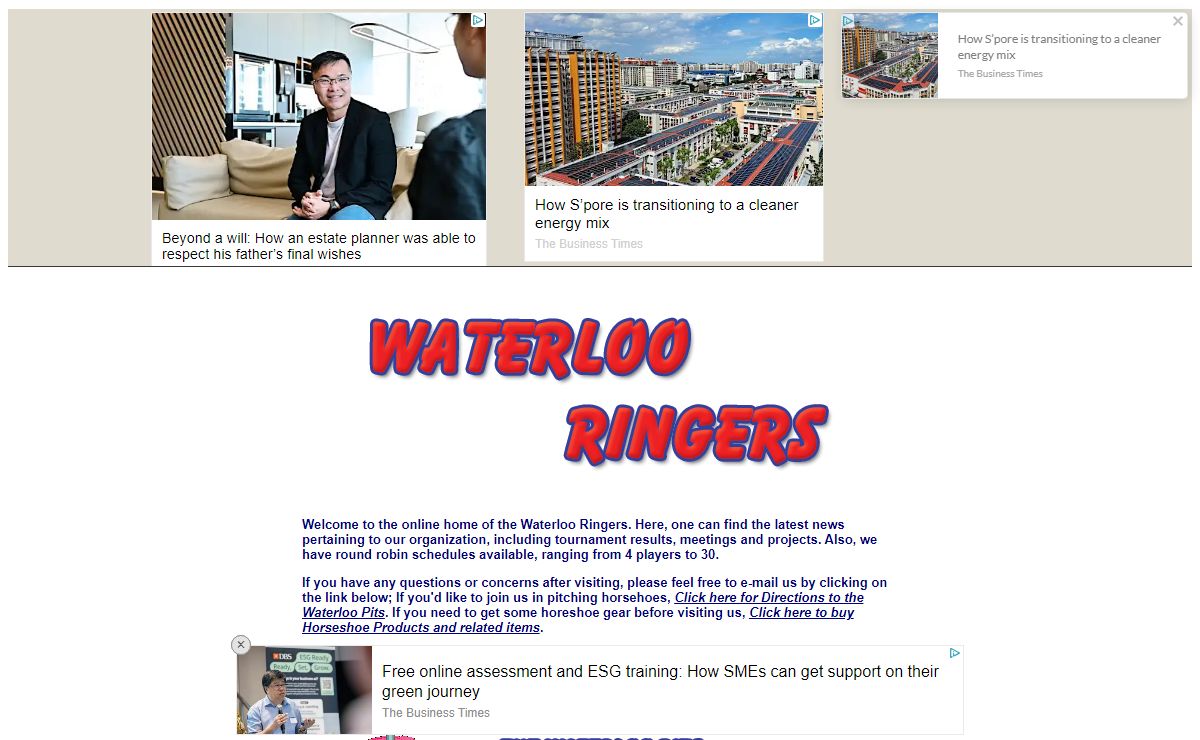 Welcome to the Waterloo Ringers Pitchers Online