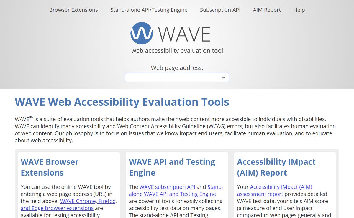 WAVE Web Accessibility Evaluation Tools