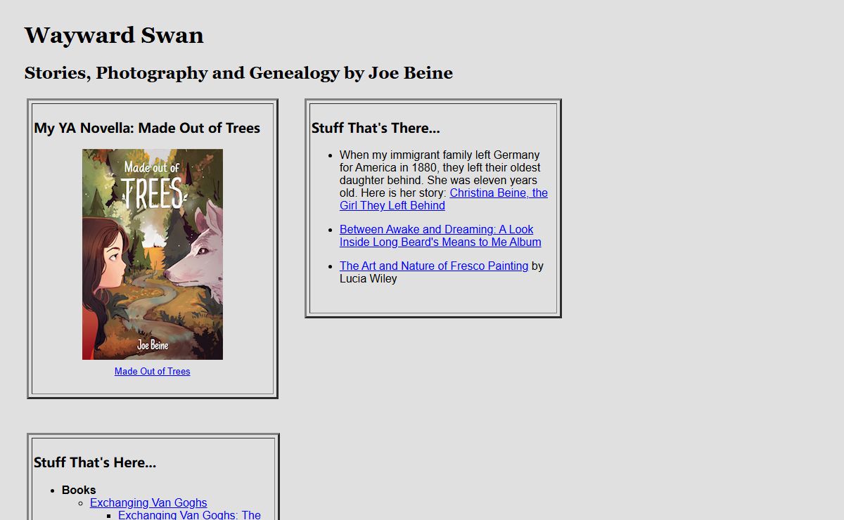 Wayward Swan - Writing, Photography and Genealogy from Joe Beine