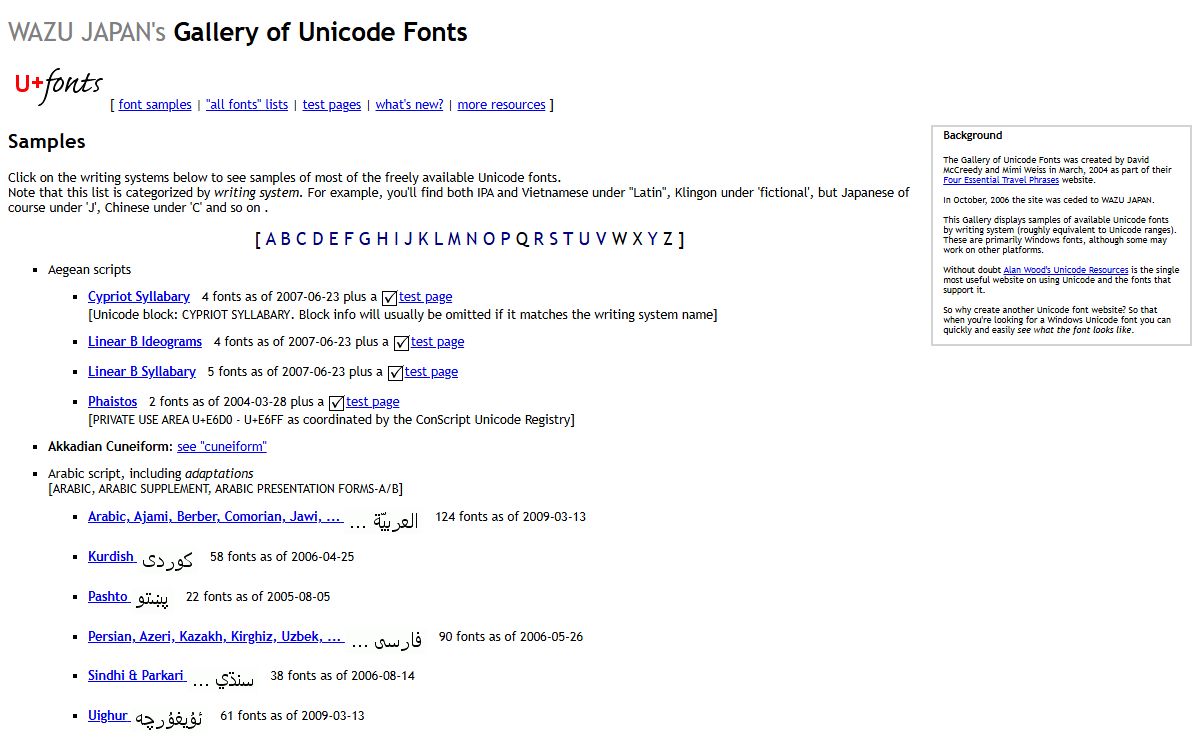 Gallery of Unicode Fonts
