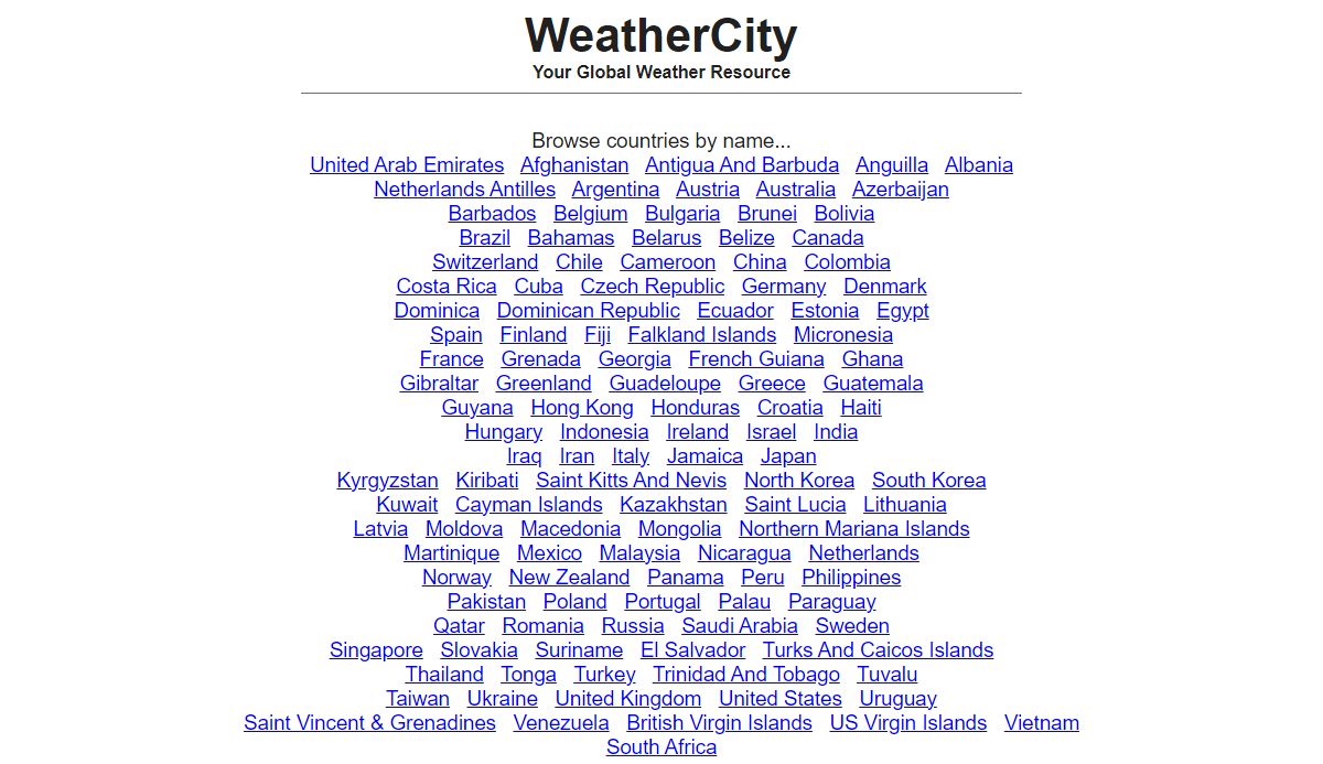 Weather Forecasts at WeatherCity