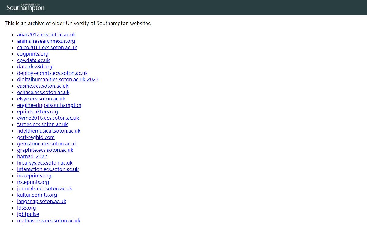 University of Southampton Web Archive