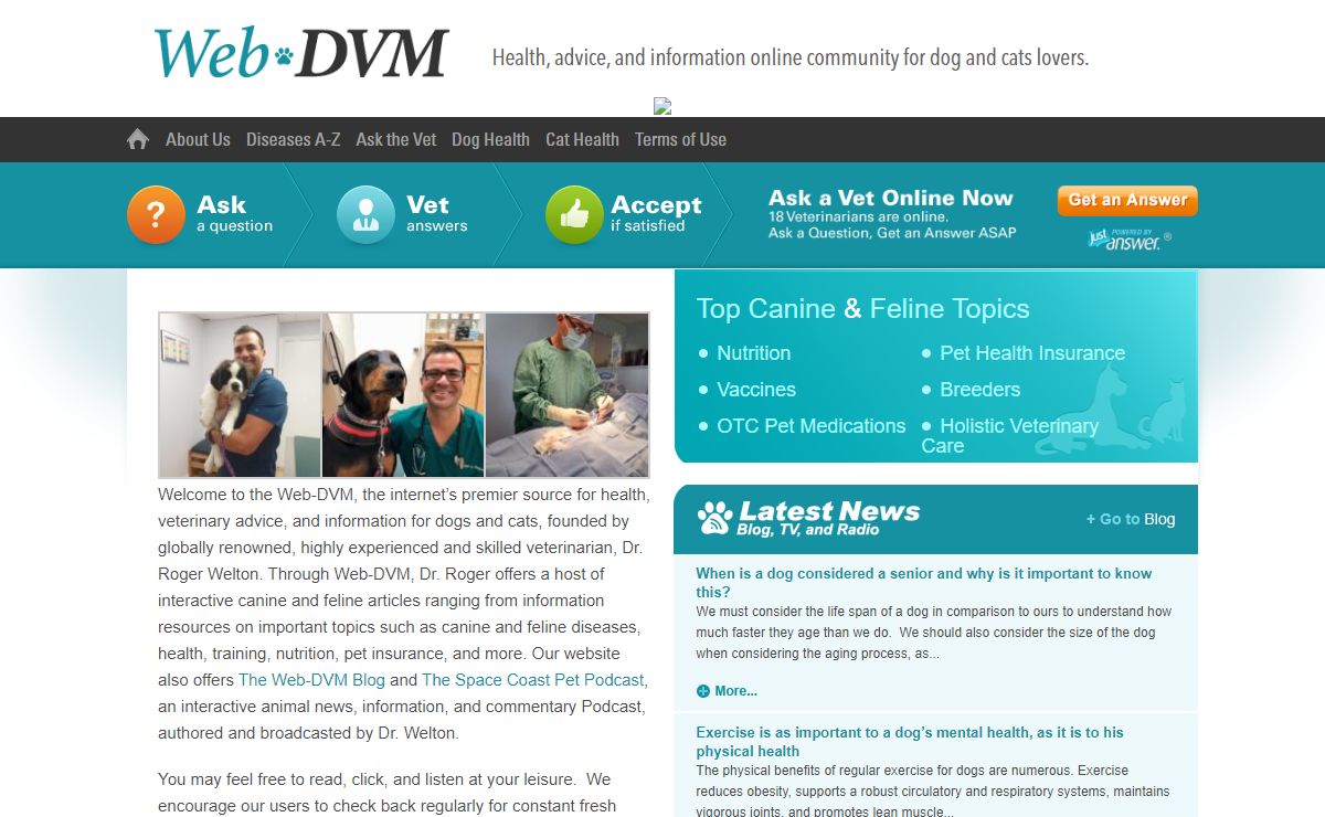 The Web-DVM, Veterinary Advice and Information Online