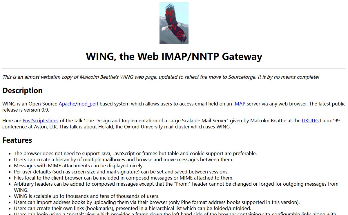 WING, the Web IMAP/NNTP Gateway