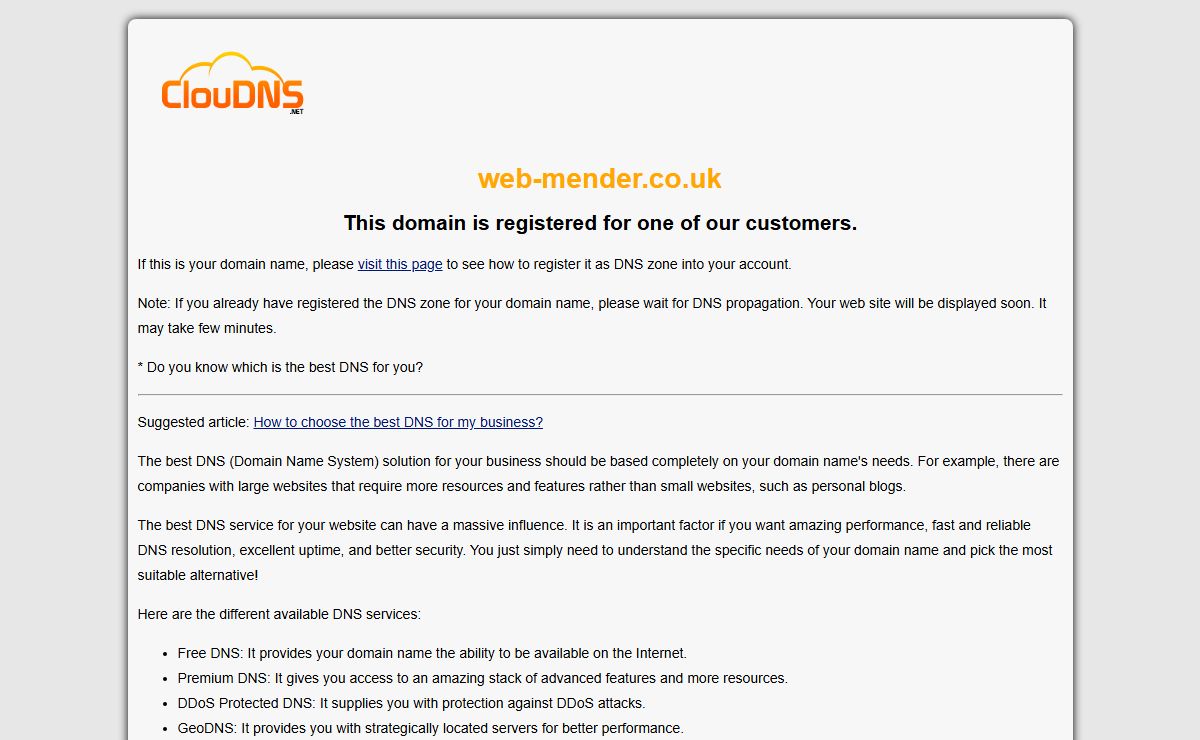 web-mender.co.uk | Best DNS