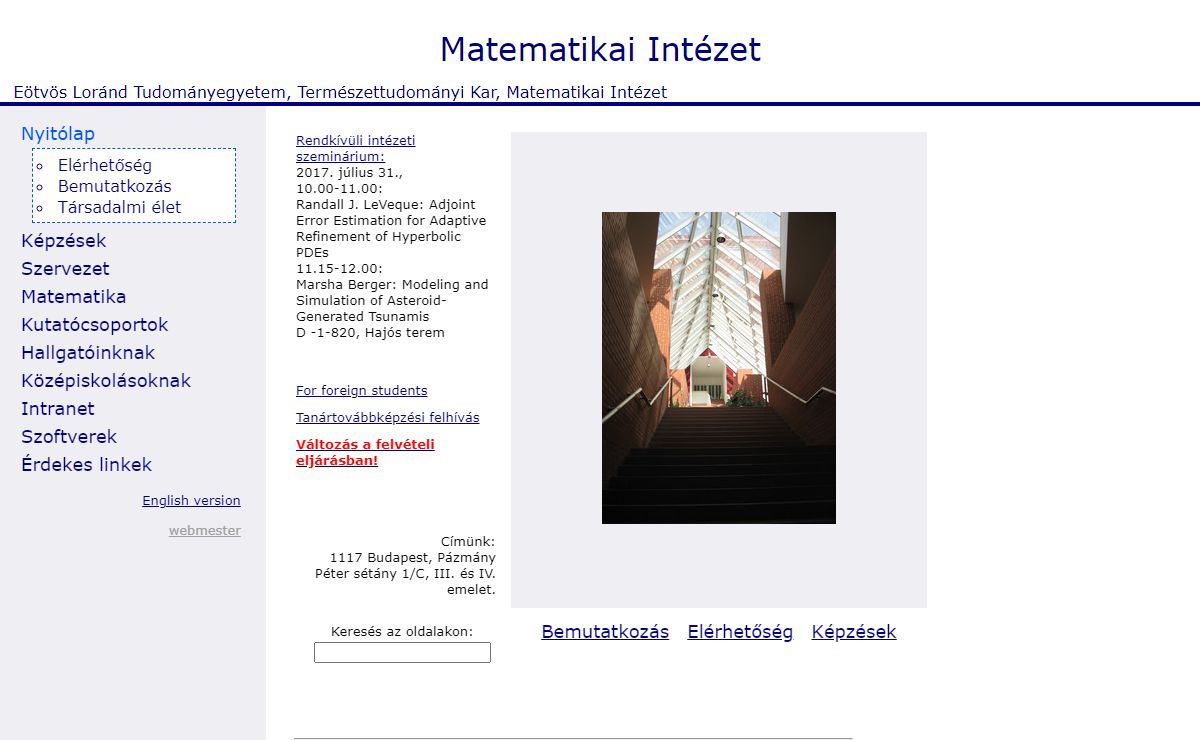 www.cs.elte.hu - Matematikai Intézet