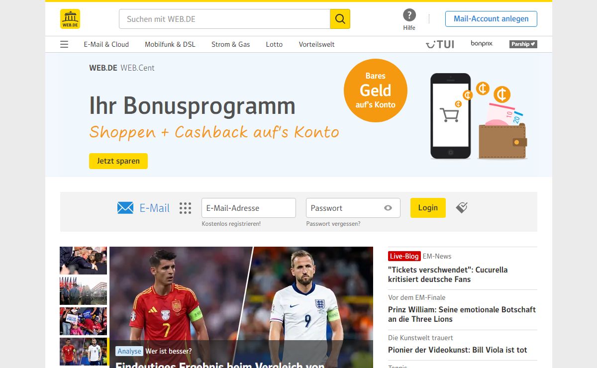 WEB.DE - E-Mail-Adresse kostenlos, FreeMail, De-Mail & Nachrichten