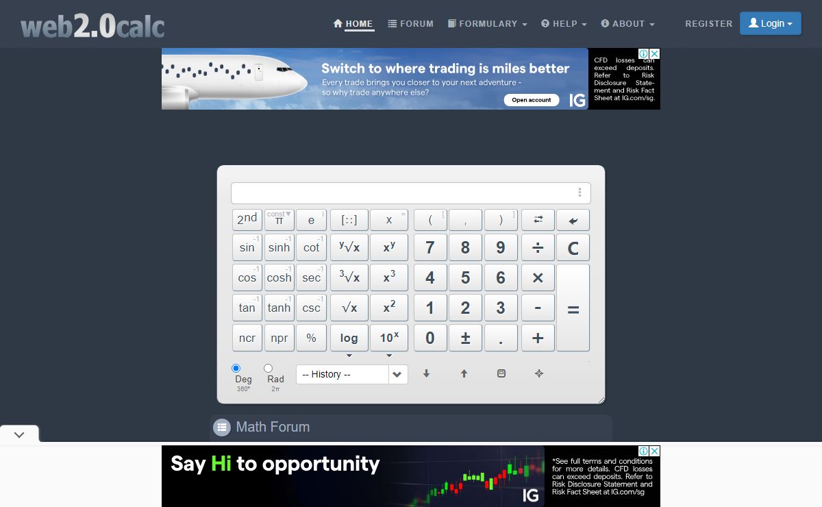 Web 2.0 scientific calculator
