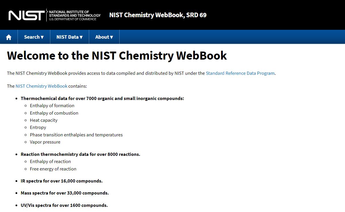Welcome to the NIST WebBook