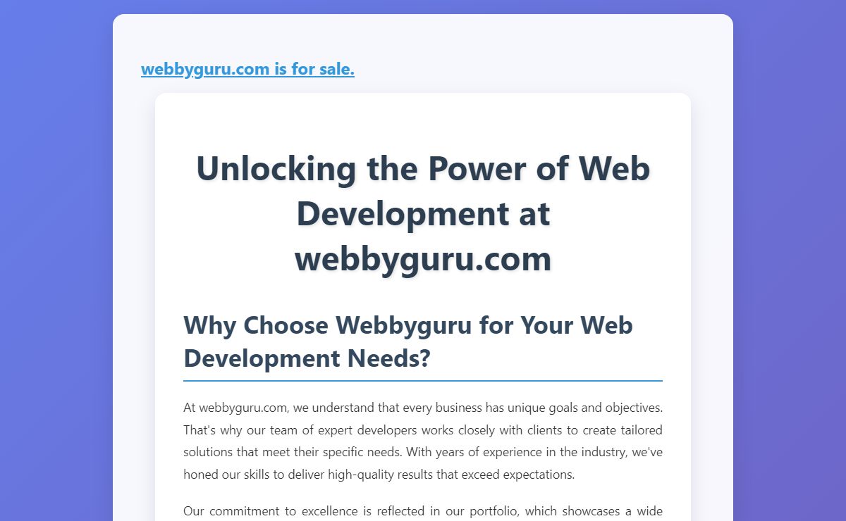 Unlocking the Power of Web Development at webbyguru.com