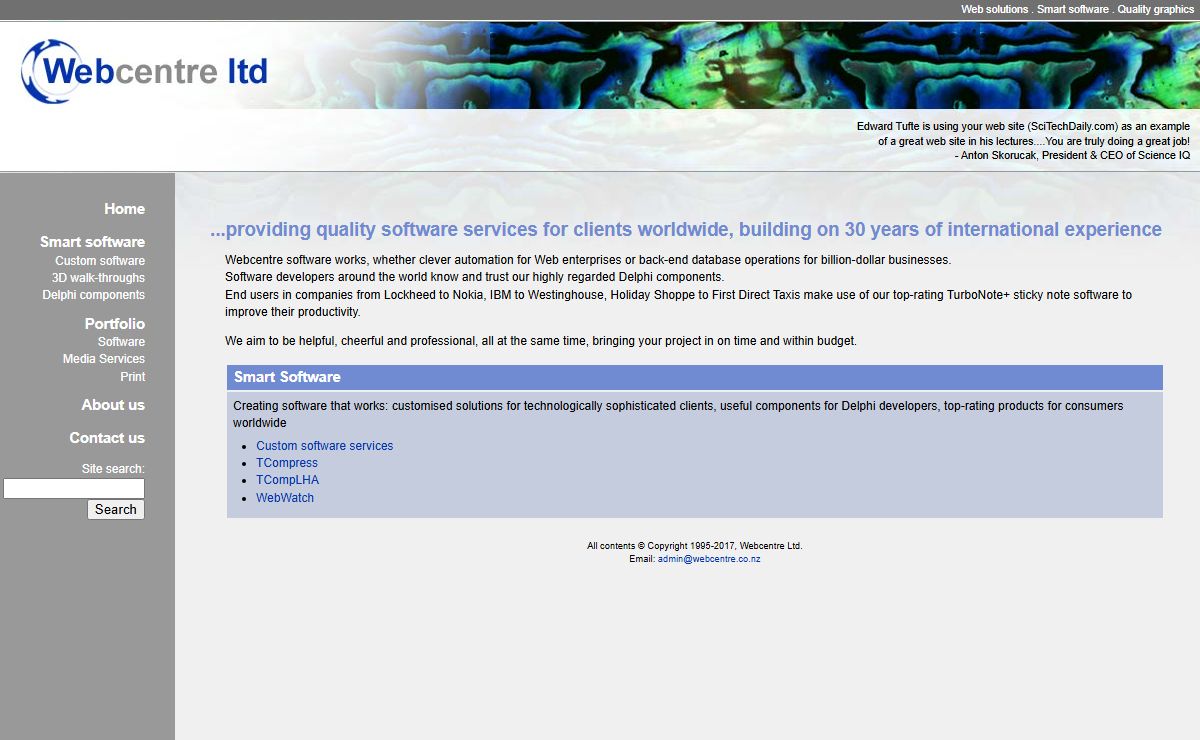 Webcentre Ltd provides quality web and software services for clients worldwide, building on 30 years of international experience.