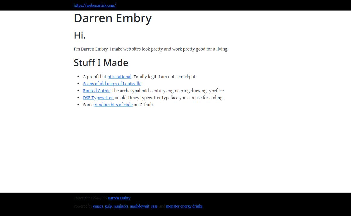Darren Embry | webonastick.com