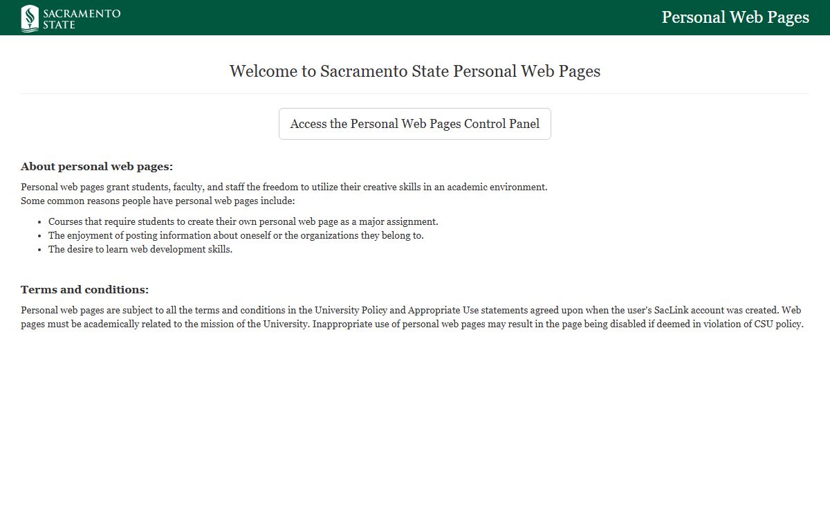 Personal Web Pages - Sacramento State