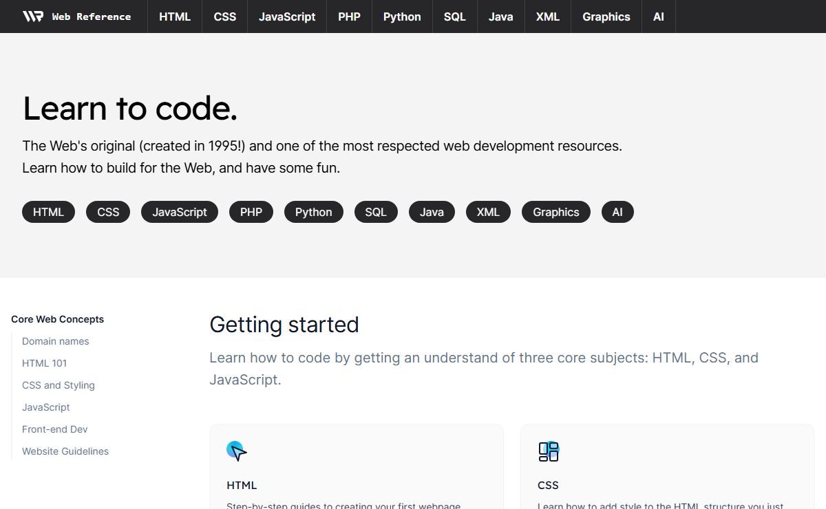Web Reference - Code Documentation, Tutorials, and Demos