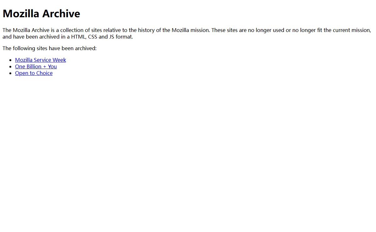 Mozilla Website Archive