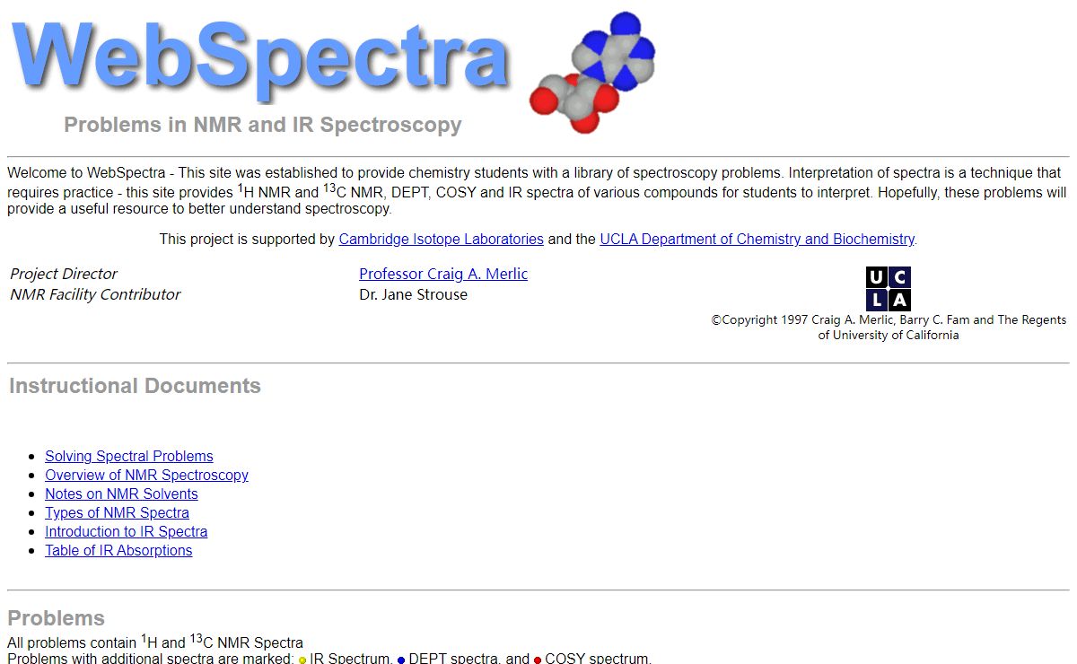 WebSpectra - Problems in NMR and IR Spectroscopy