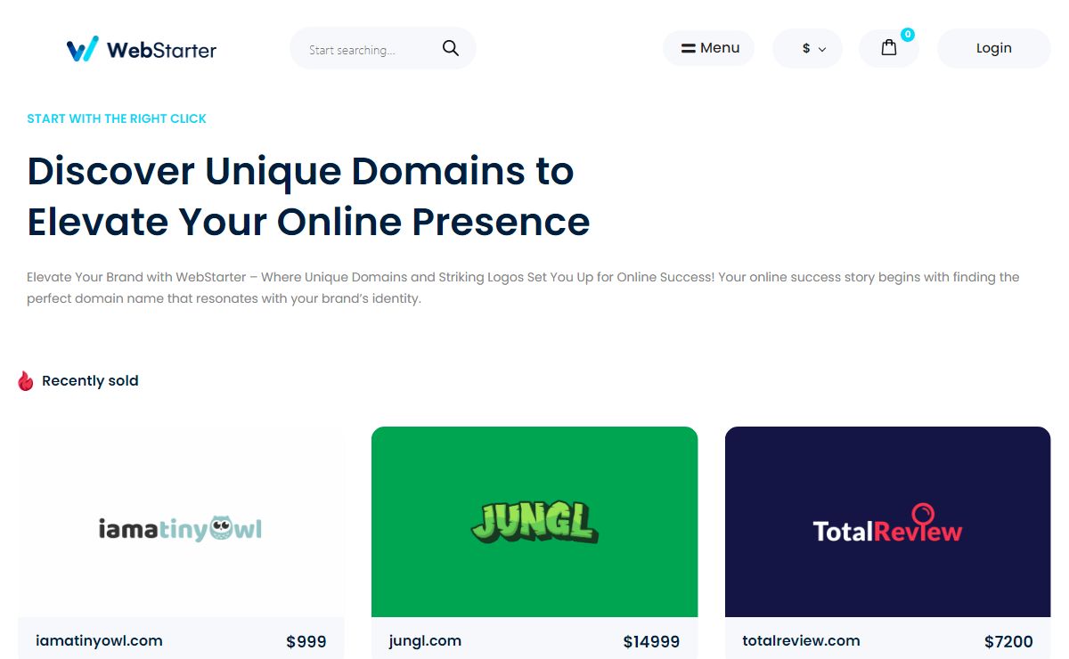 WebStarter – Find the perfect domain