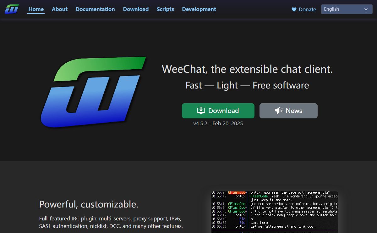 WeeChat, the extensible chat client