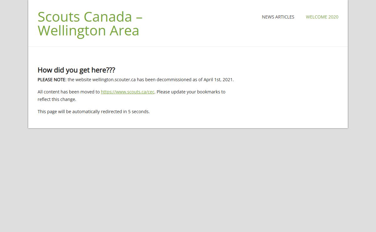 Welcome 2020 - Scouts Canada - Wellington Area