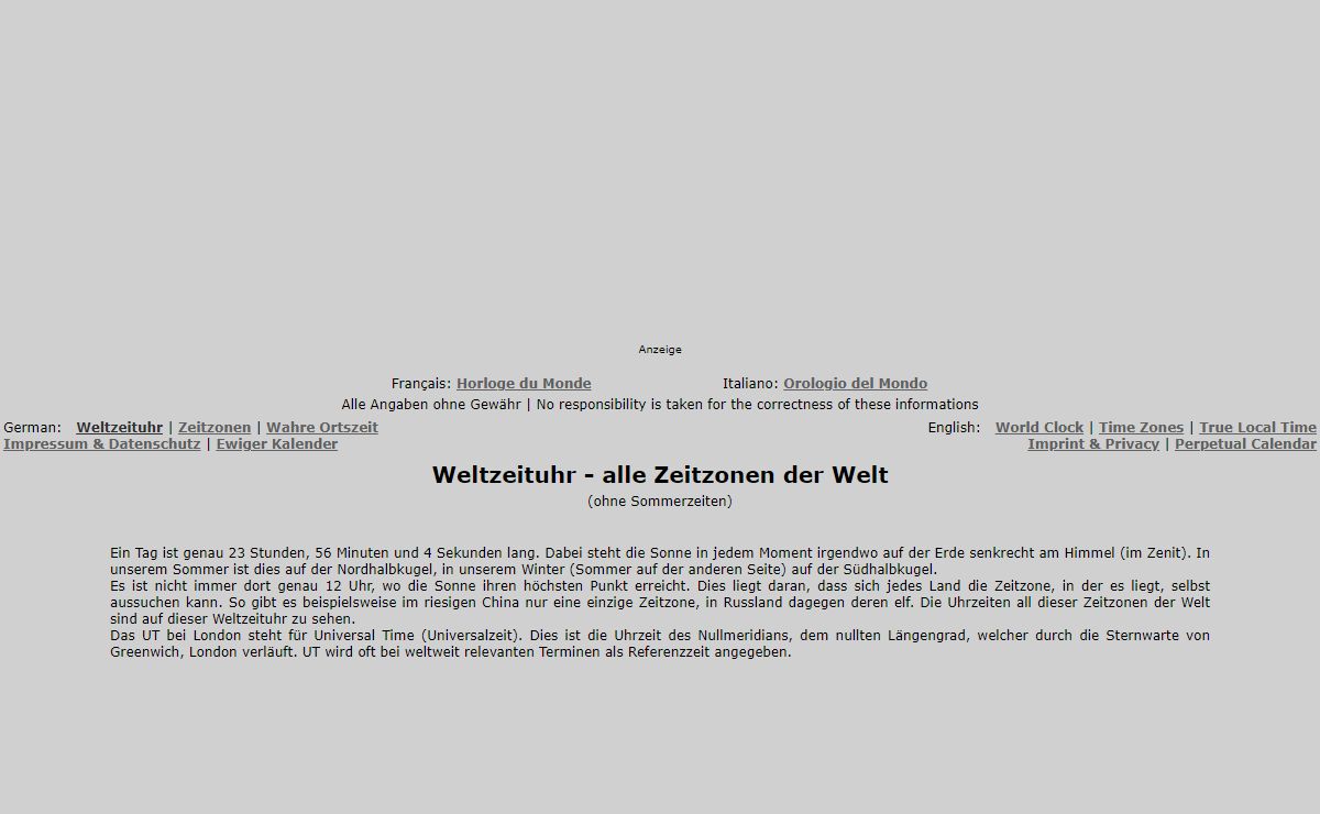Weltzeituhr - 36 Zeitzonen im Blick