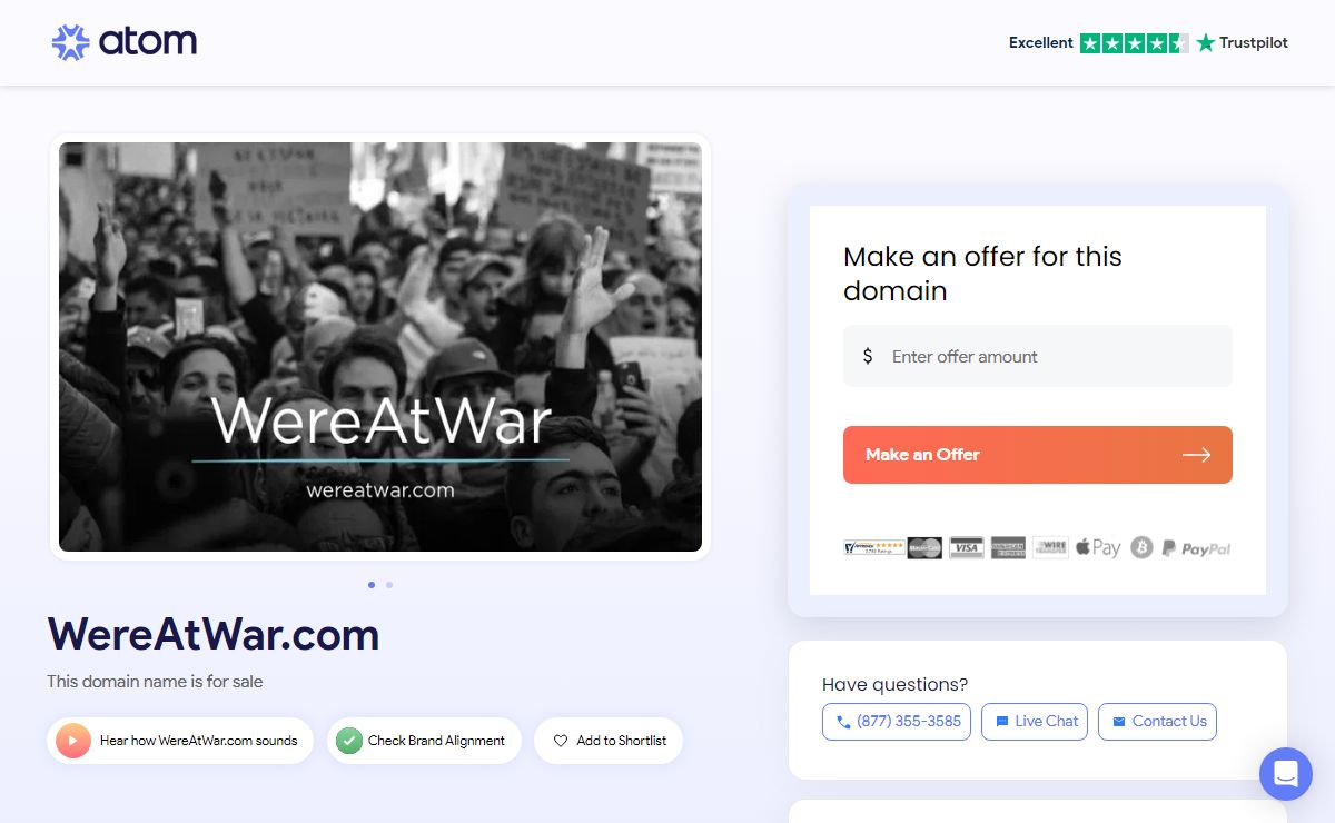 WereAtWar.com is for sale