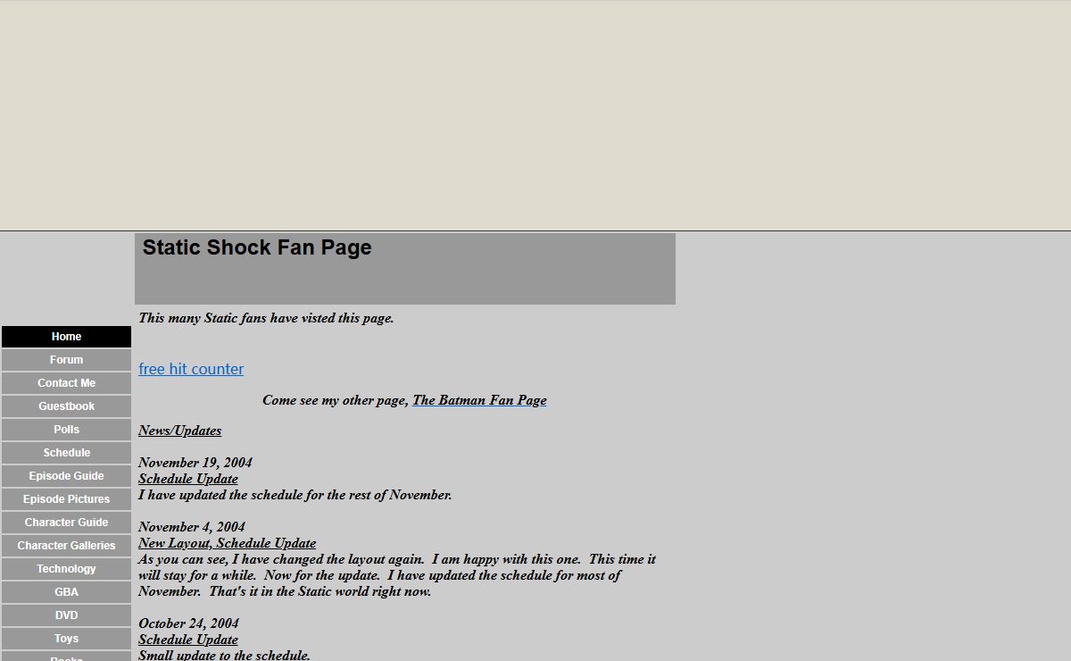 Static Shock Fan Page