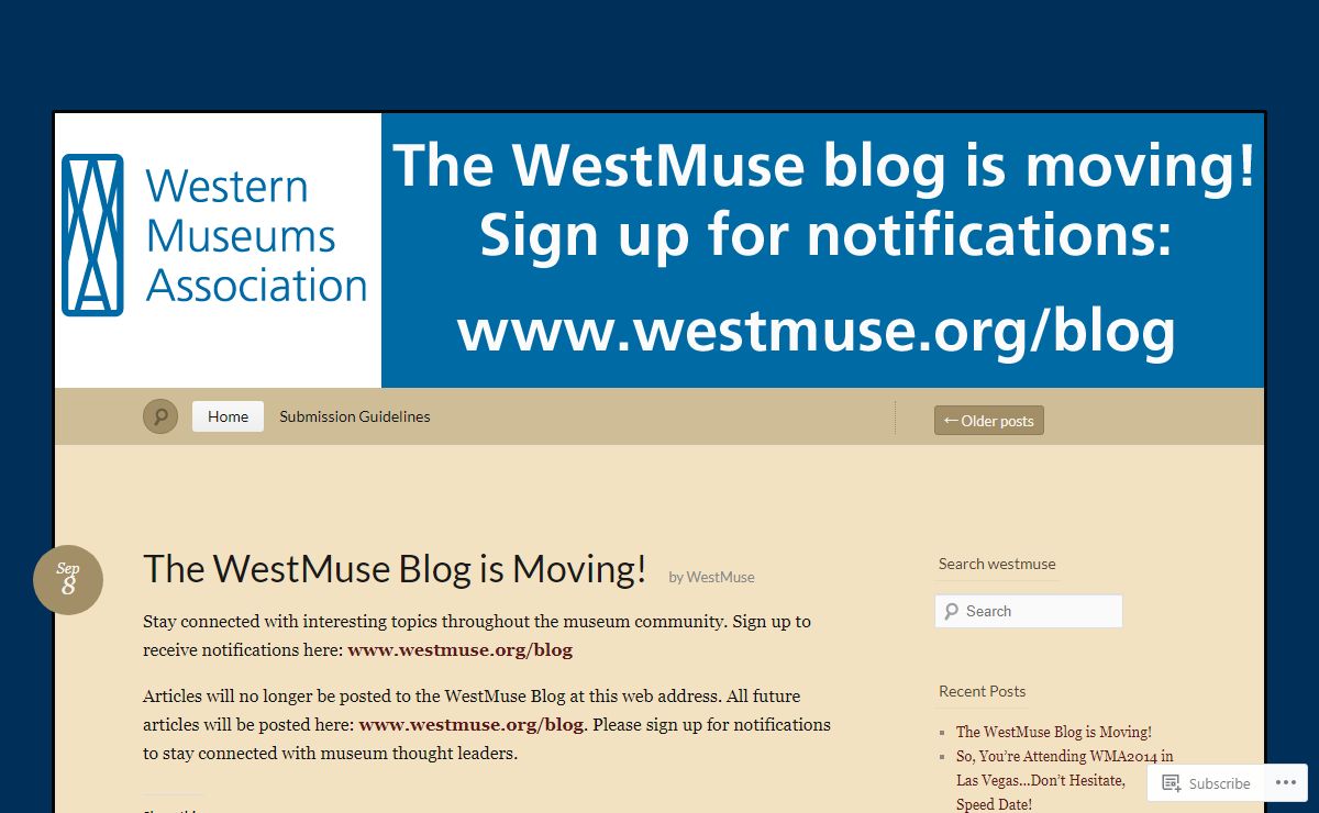 WestMuse Blog « for the Western Museums Association website please visit: westmuse.org