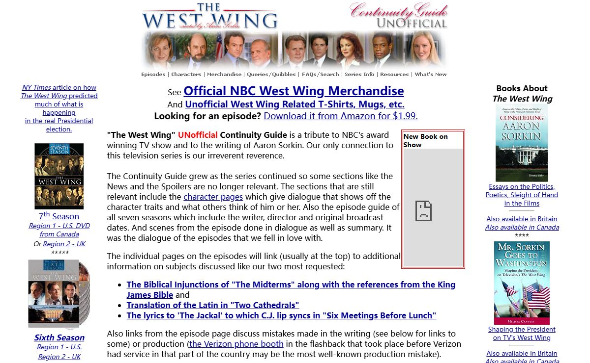 "The West Wing" Continuity Guide: TV Show