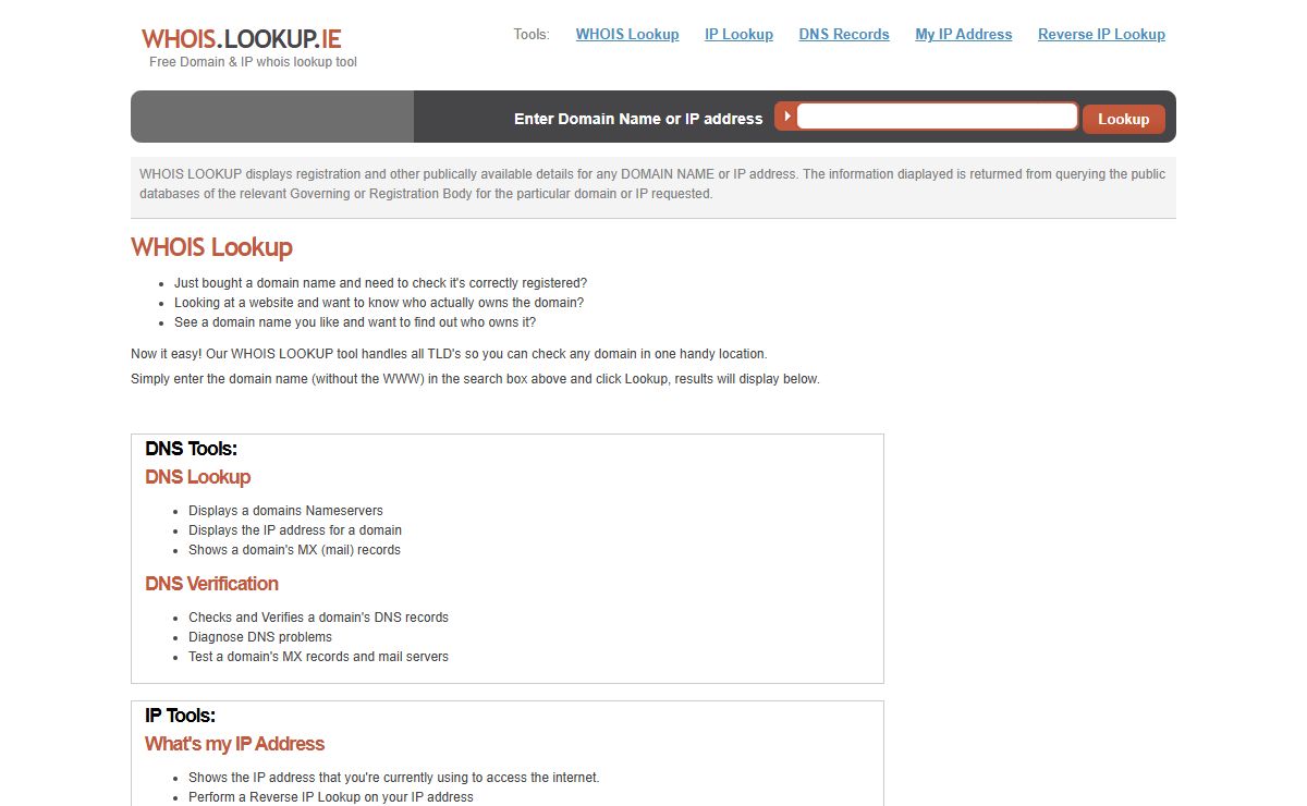 Lookup Tools - Domain & IP Whois, Reverse IP lookup, DNS Record Lookup & verification