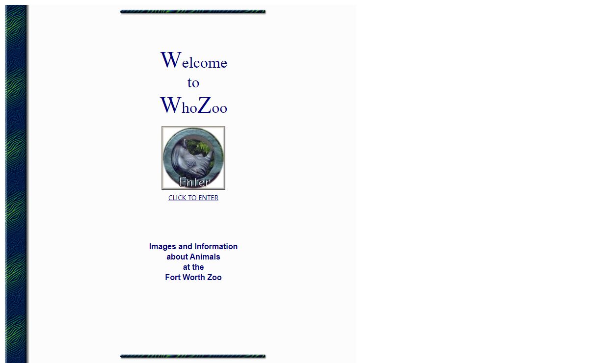 WhoZoo Welcome Page