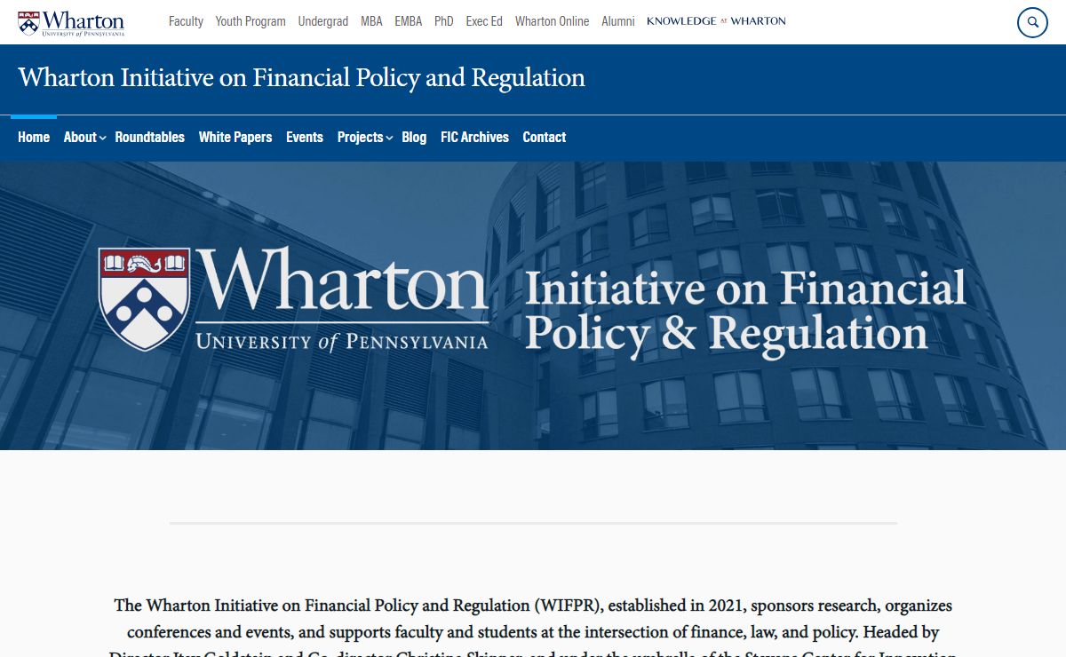 Home Page - Wharton Initiative on Financial Policy and Regulation