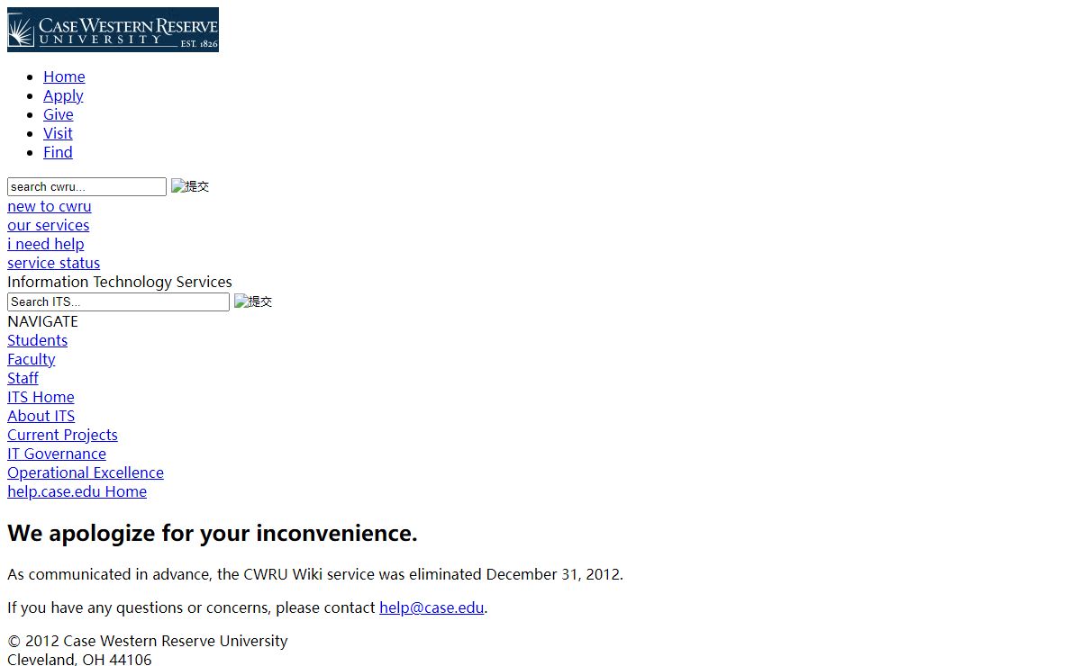 CWRU ITS: Case Wiki Has Been Shut Down