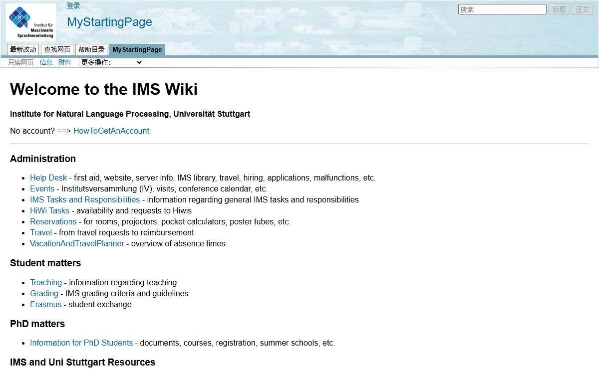 MyStartingPage - IMS Wiki