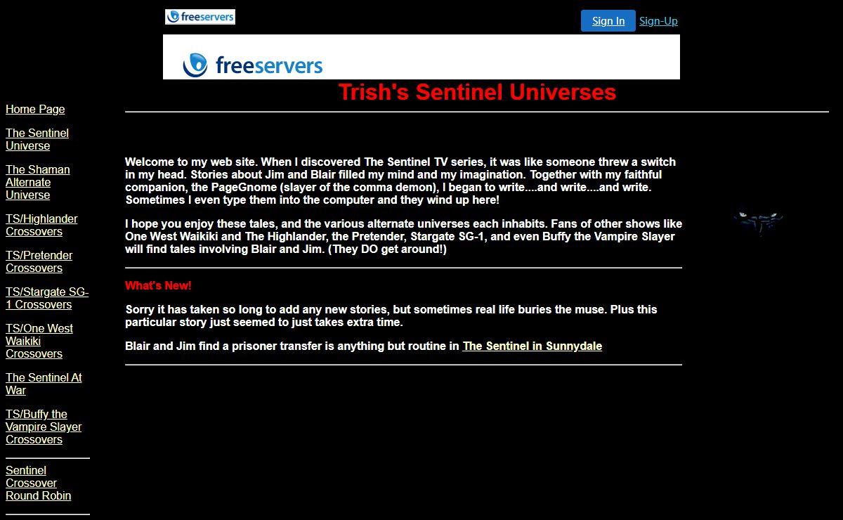 Trish's Sentinel Universes Home Page