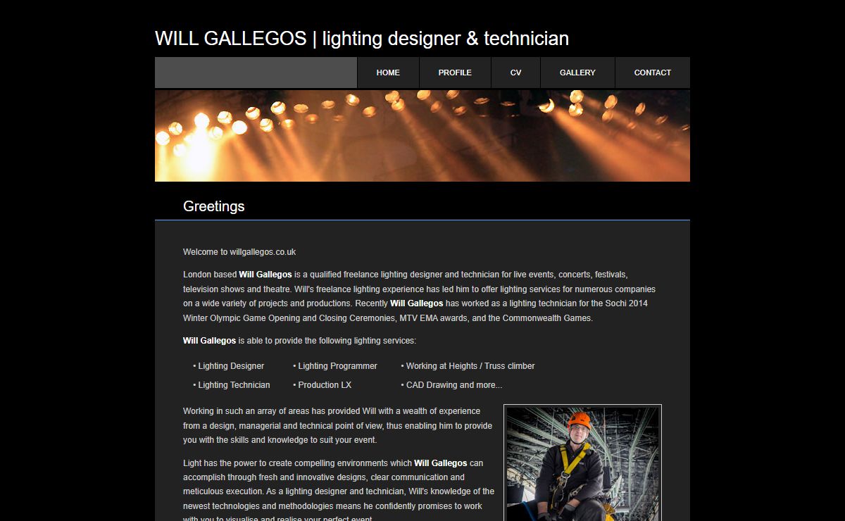 WILL GALLEGOS | Freelance Lighting Designer and Lighting Technician | Home