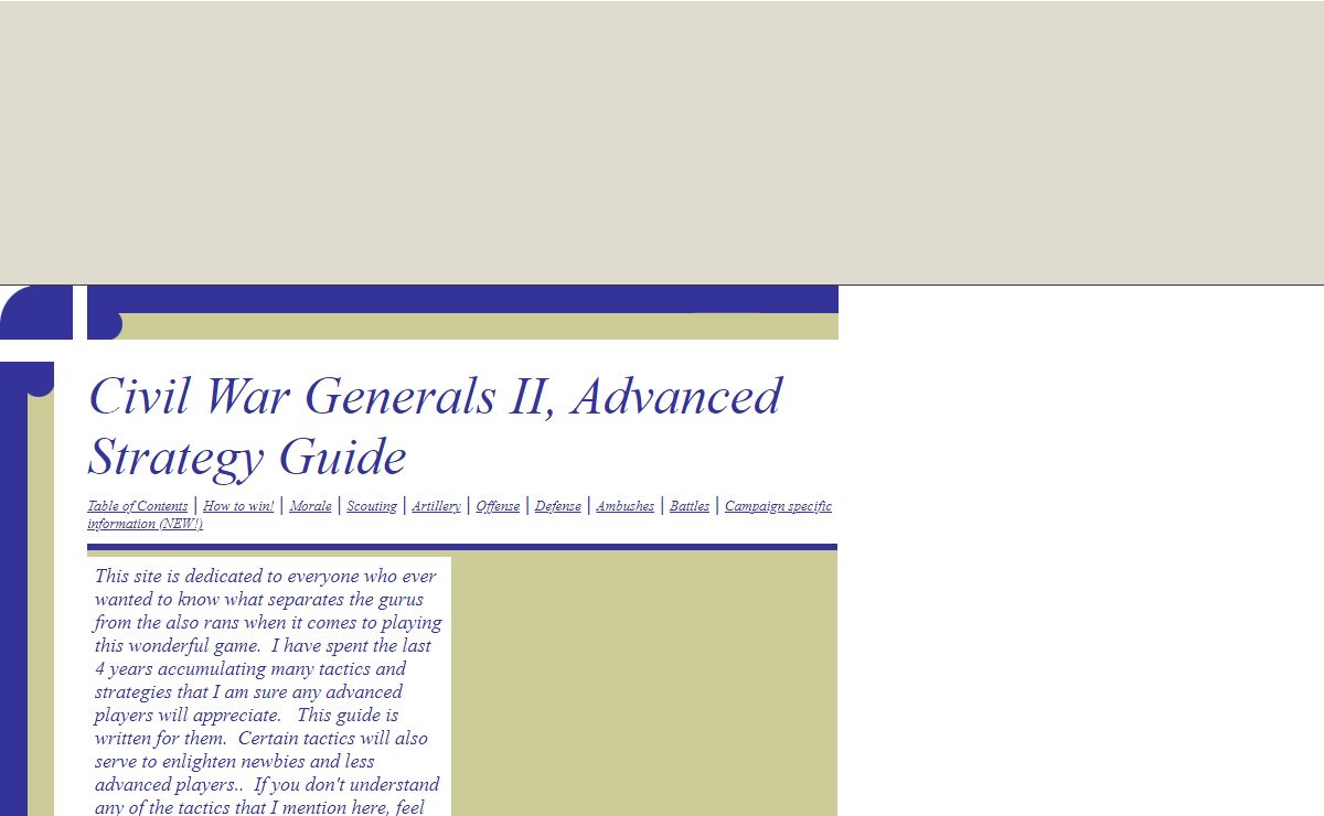 Civil War Generals II, Advanced Strategy Guide