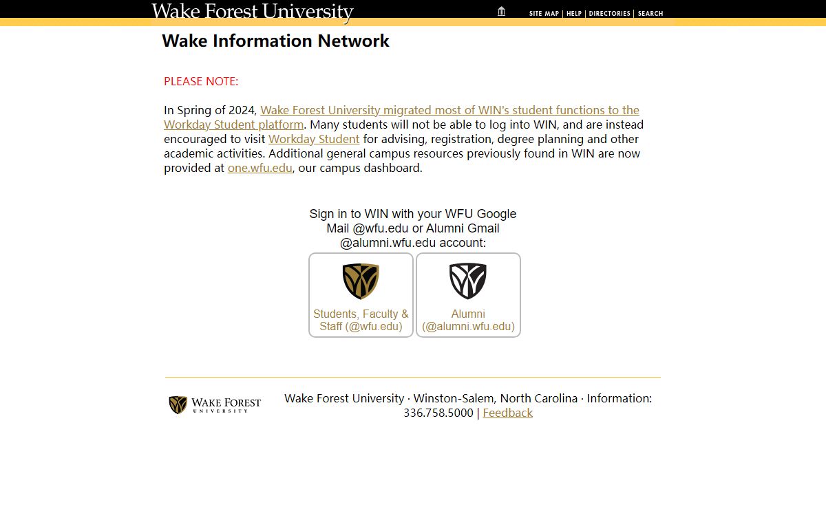 WFU | Wake Information Network