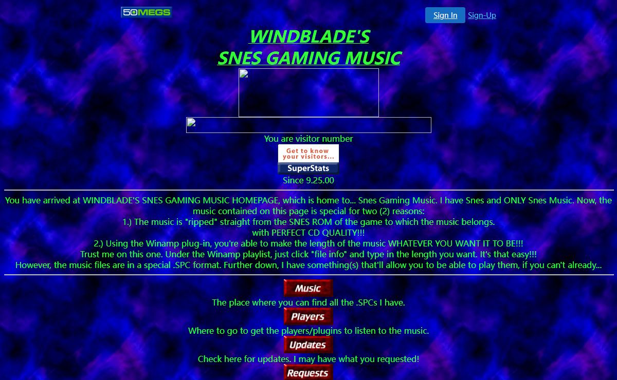 SNES Gaming Music Hompage