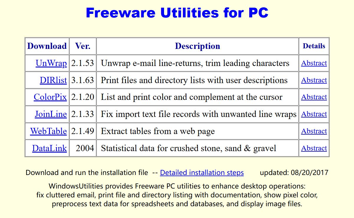 Freeware Utilities for PC