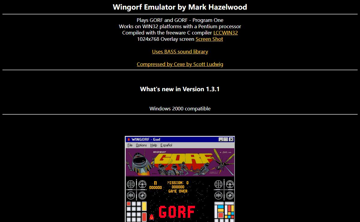Wingorf Emulator by Mark Hazelwood
