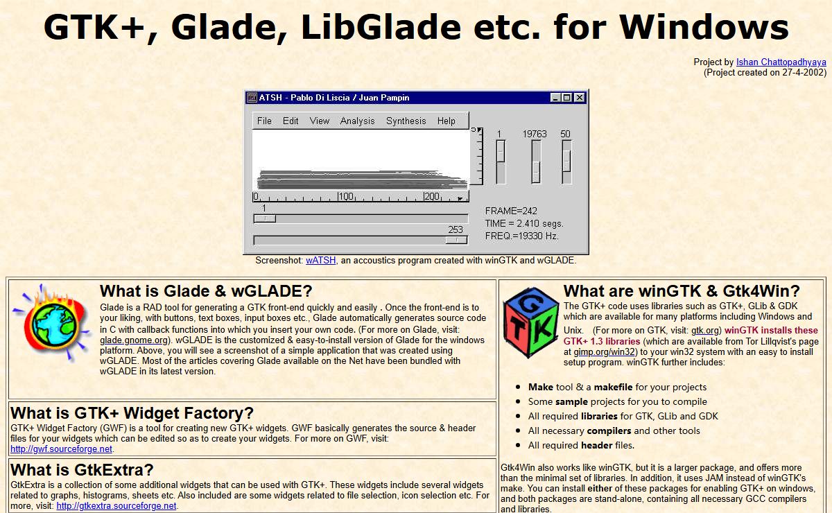 win32 ports of GTK, Glade, Libglade, gtkextra, GWF etc.