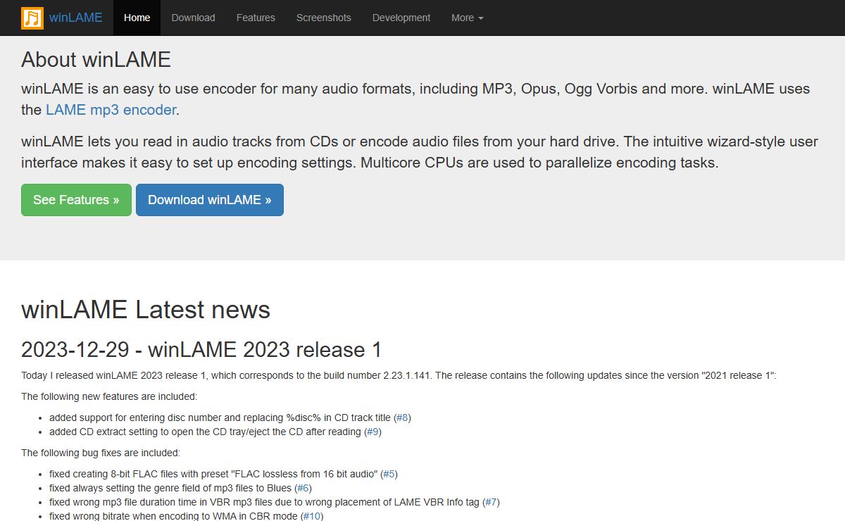 winLAME, free CD ripper and MP3 encoder using LAME