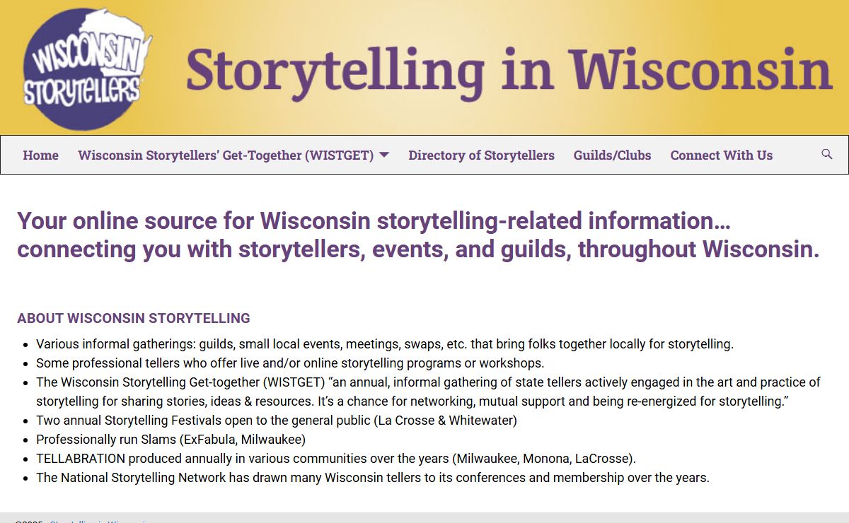 Storytelling in Wisconsin – Online source for storytelling in Wisconsin