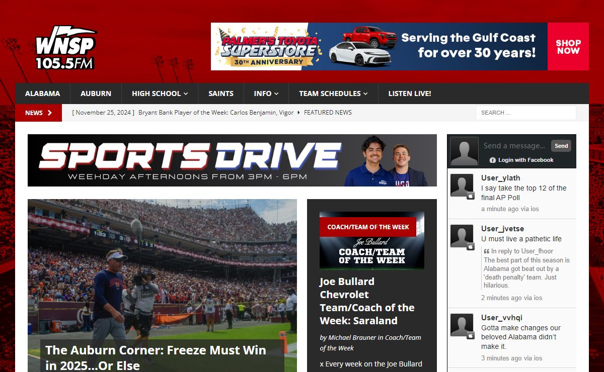 Home Page • WNSP Sports Radio 105.5FM