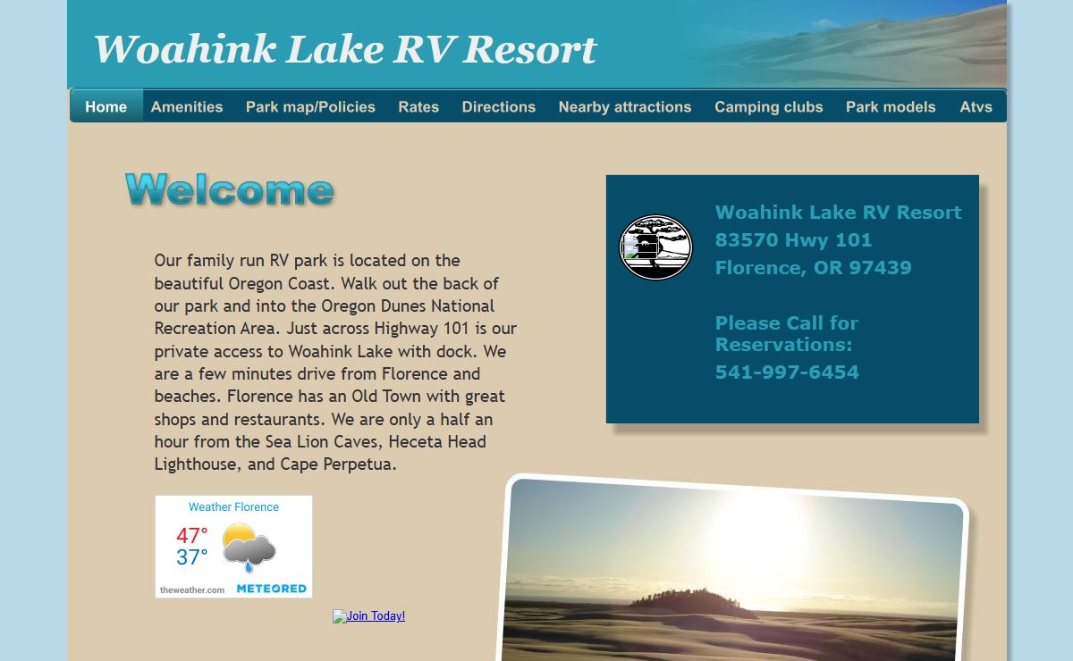 Woahink Lake RV Resort Florence, Oregon coast