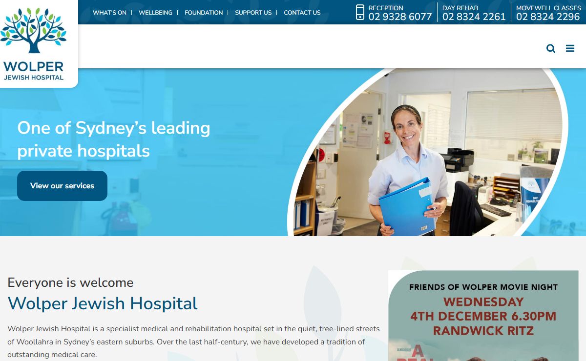 Rehabilitation Hospital in Woollahra | Wolper Jewish Hospital