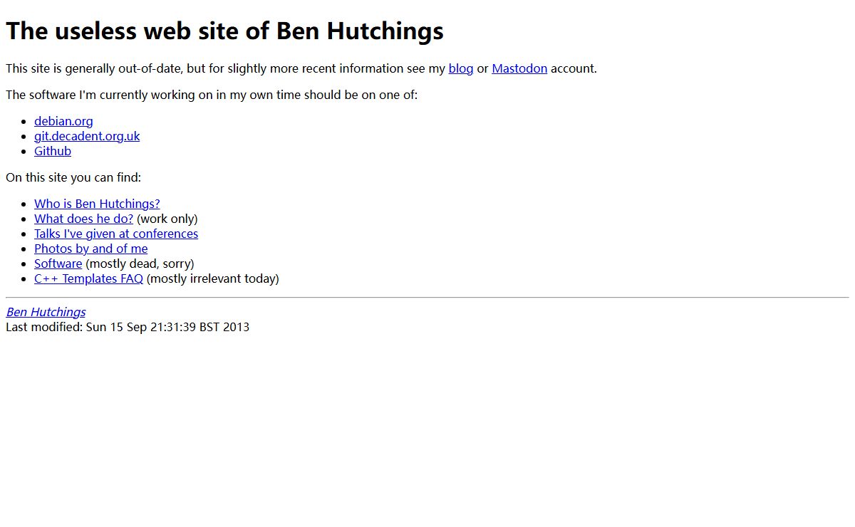 The useless web site of Ben Hutchings