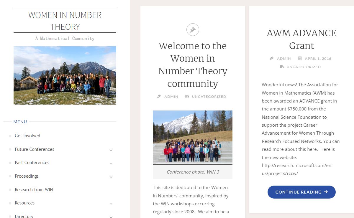 Women in Number Theory – A Mathematical Community