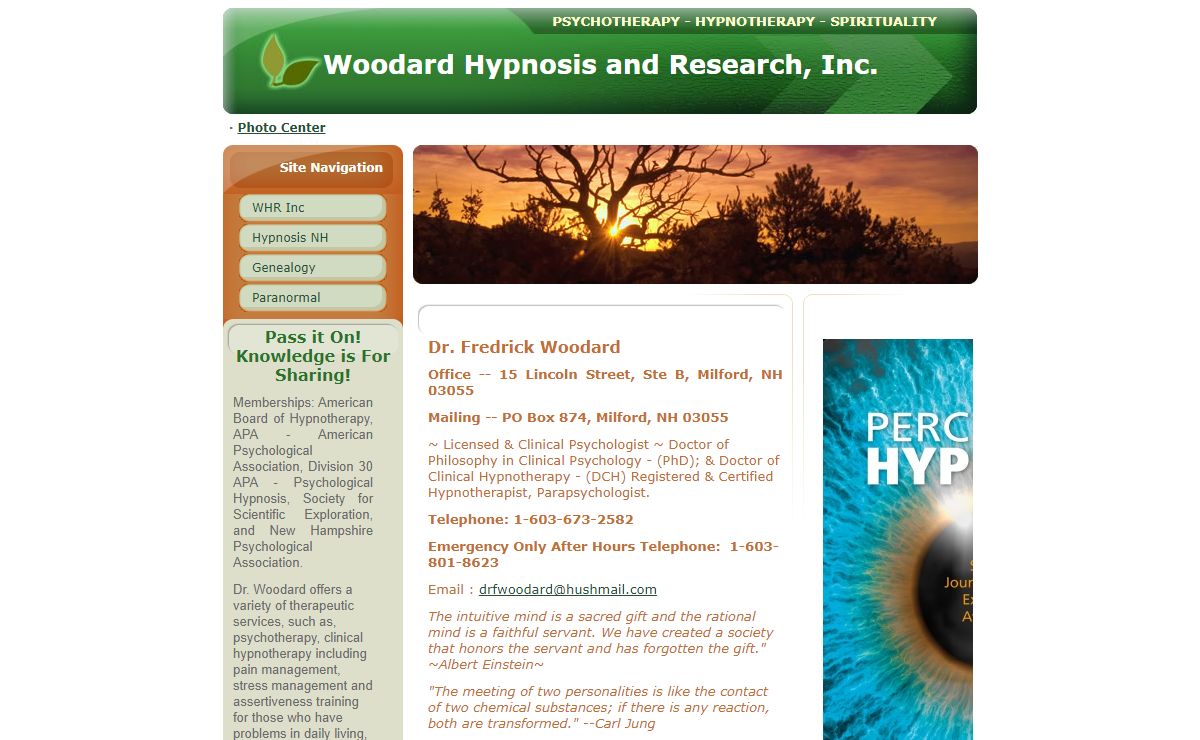 Woodard Hypnosis and Research, Inc. provided by Bravenet.com