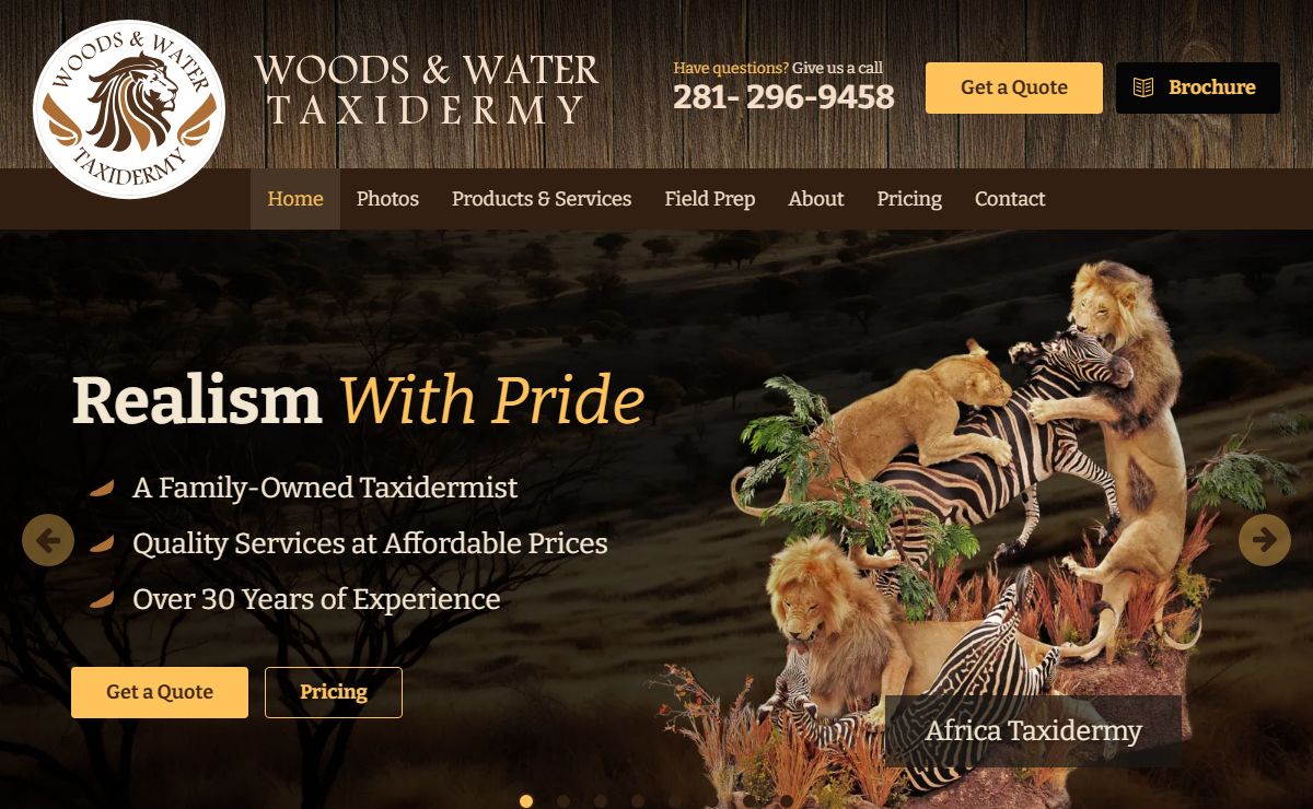Woods & Water Taxidermy - Delivers Realism With Pride.